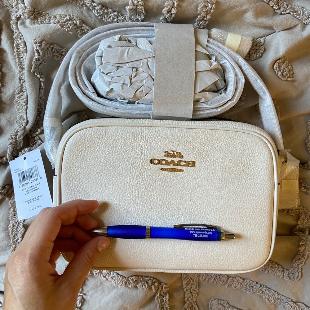Coach Jamie Camera Bag, Leather, Chalk/ off white/ gold